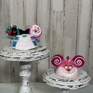 Disney Parks Set Of 3 Alice In Wonderland Cheshire Cat Mickey Hat Ornaments